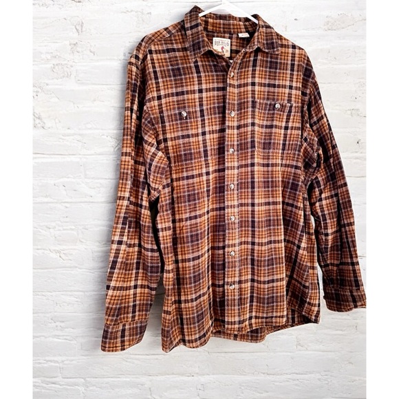 Vintage Autumn Brown Oversized Plaid Flannel - Picture 2 of 4